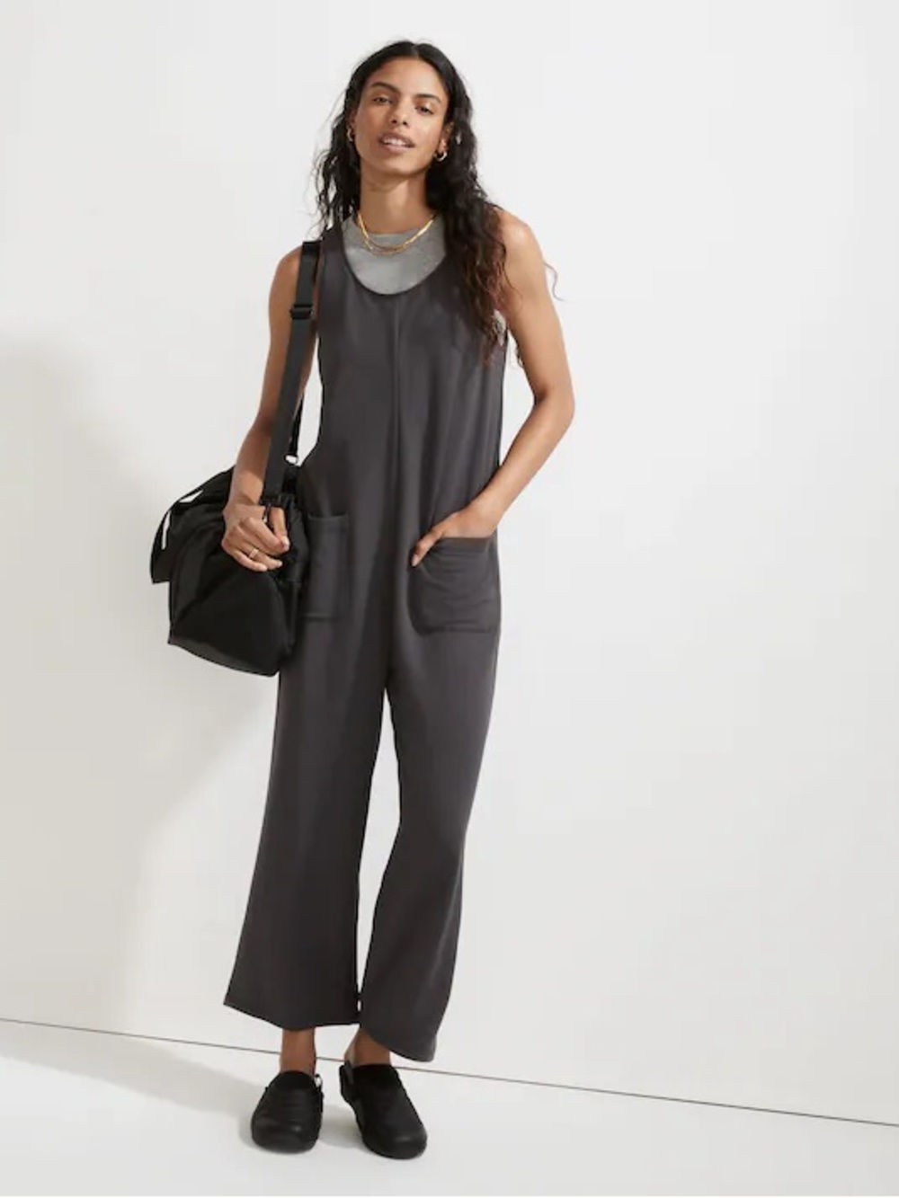 MWL Madewell Superbrushed Pull On Jumpsuit Black Coal Small Gorpcore Coastal - Picture 3 of 16